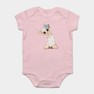 cute floral llama Baby Bodysuit